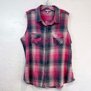 Shyanne Western, Pearl Snap Sleeveless Top, Sz XXL, NWT, Rodeo, Cowgirl, Casual